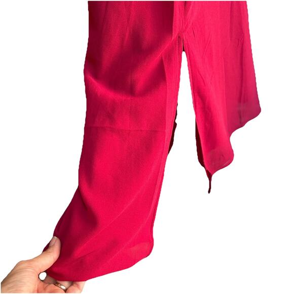 Red Asymmetrical Strapy Dress Women's Size Large Lined Side Slits Midi NWOT - Picture 5 of 7
